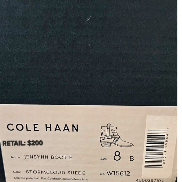 COLE HAAN Storm Cloud Suede Gray Women's Jensen Ankle Bootie Size 8 - Picture 16 of 16
